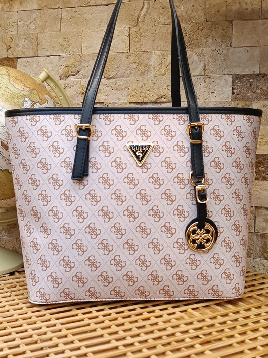 Guess Monogram Tote – Soft Cream Signature Edition-GES 02