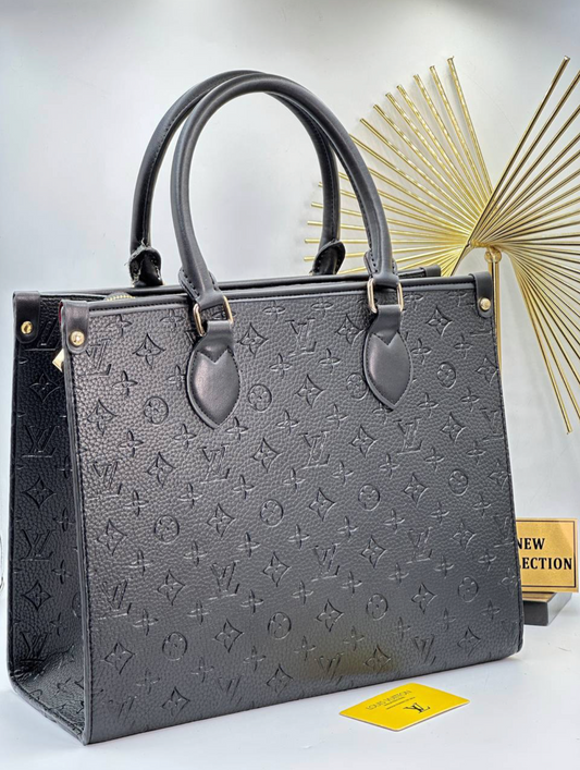 Τσάντα Louis Vuitton OnTheGo Style – Μαύρη Ανάγλυφη Monogram Tote- LV 100