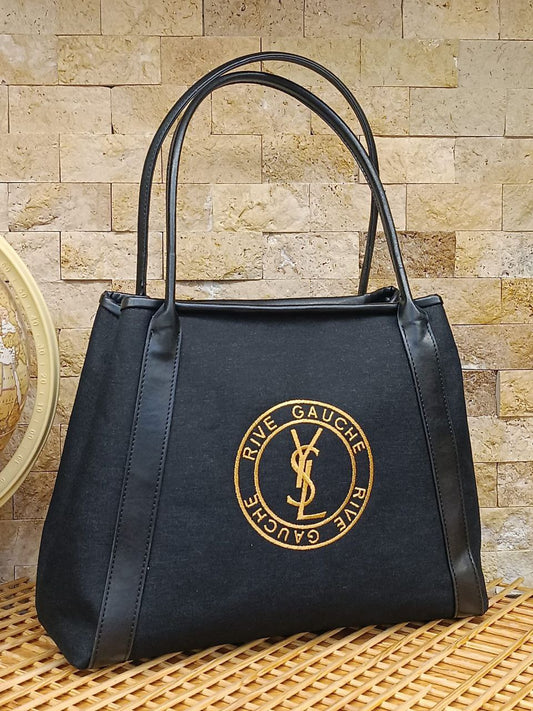✨ YSL Rive Gauche Black Canvas Tote – Αιχμηρή Κομψότητα σε Minimal Σχεδιασμό -YSL 13