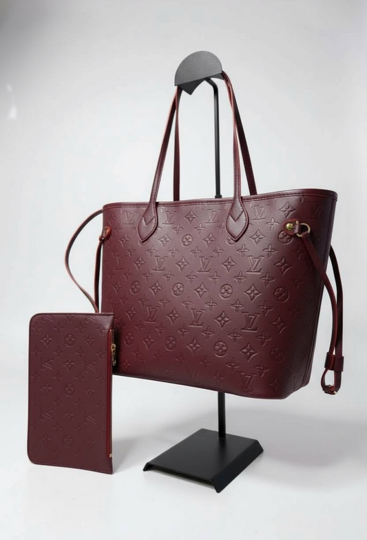 Louis Vuitton Monogram Empreinte Neverfull Burgundy