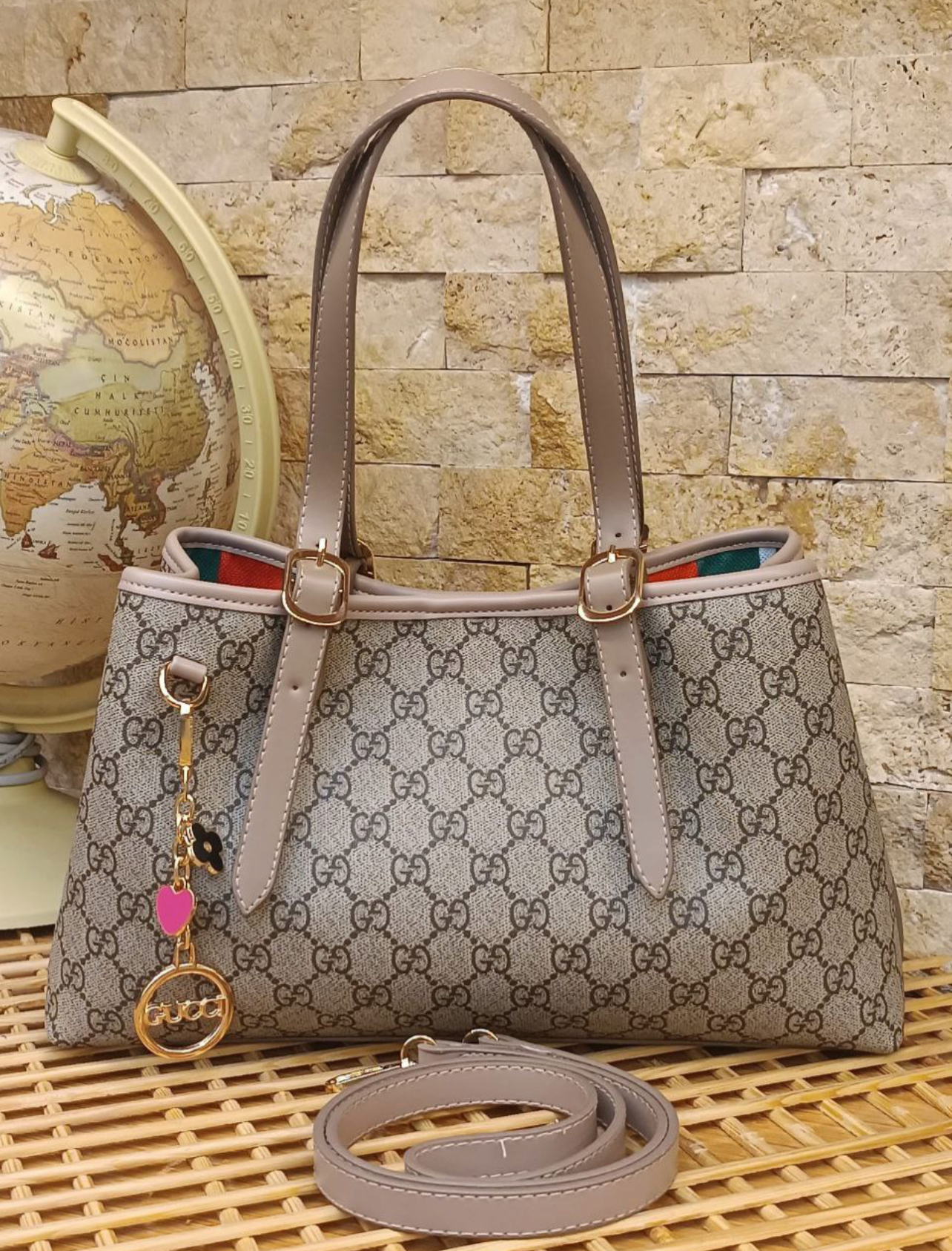 Gucci Ophidia Small Tote – GG Supreme Monogram με Leather Trim & Crossbody Strap - GC 12