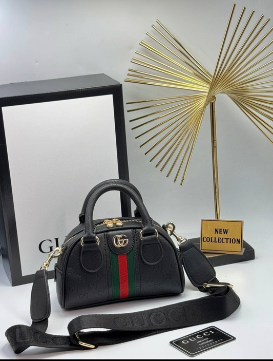 Gucci Ophidia Mini Boston Bag – Black Embossed Leather
 -GC 24