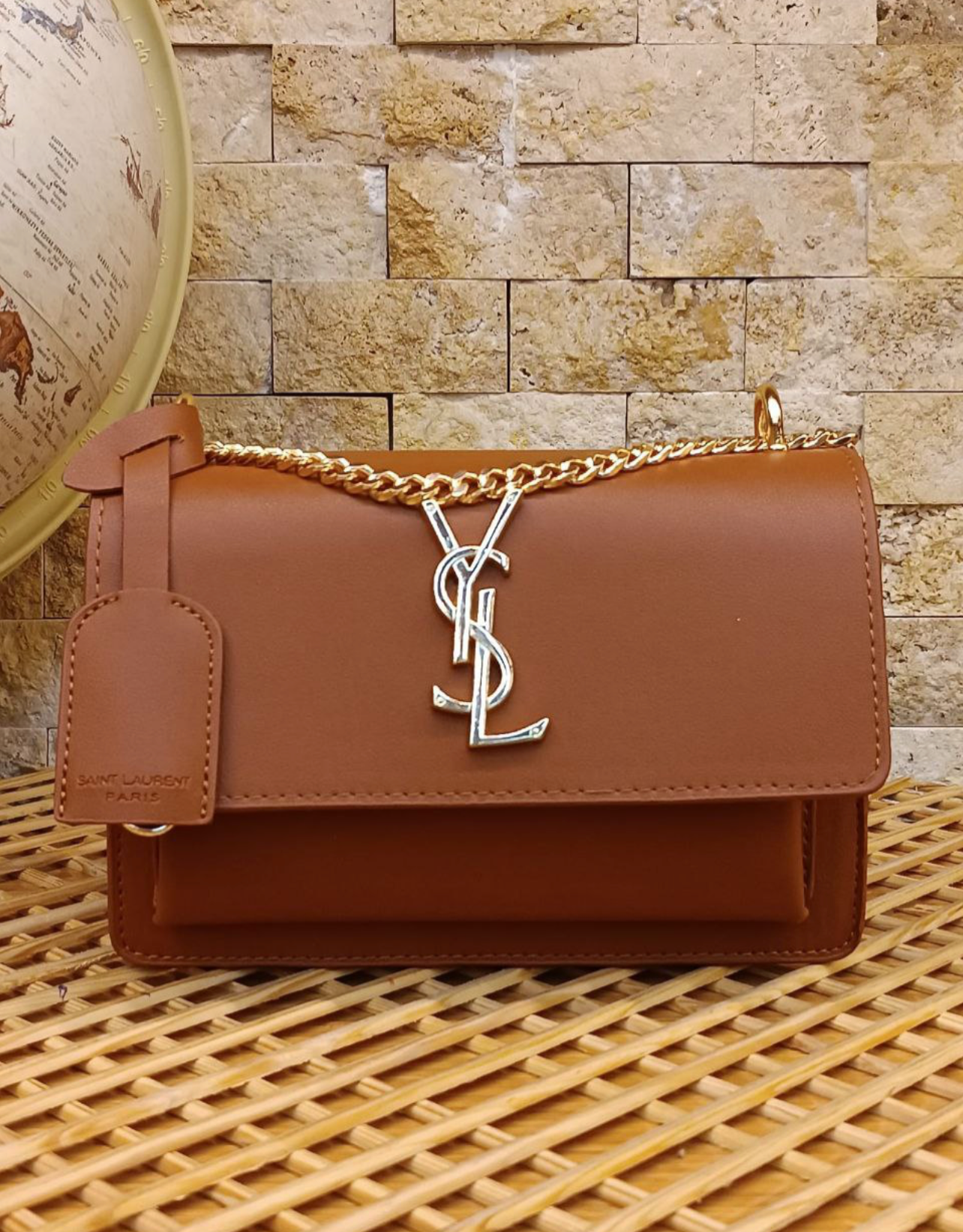 🤎 Saint Laurent (YSL) Classic Monogram Shoulder Bag – Brown Leather & Gold Chain-YSL 78