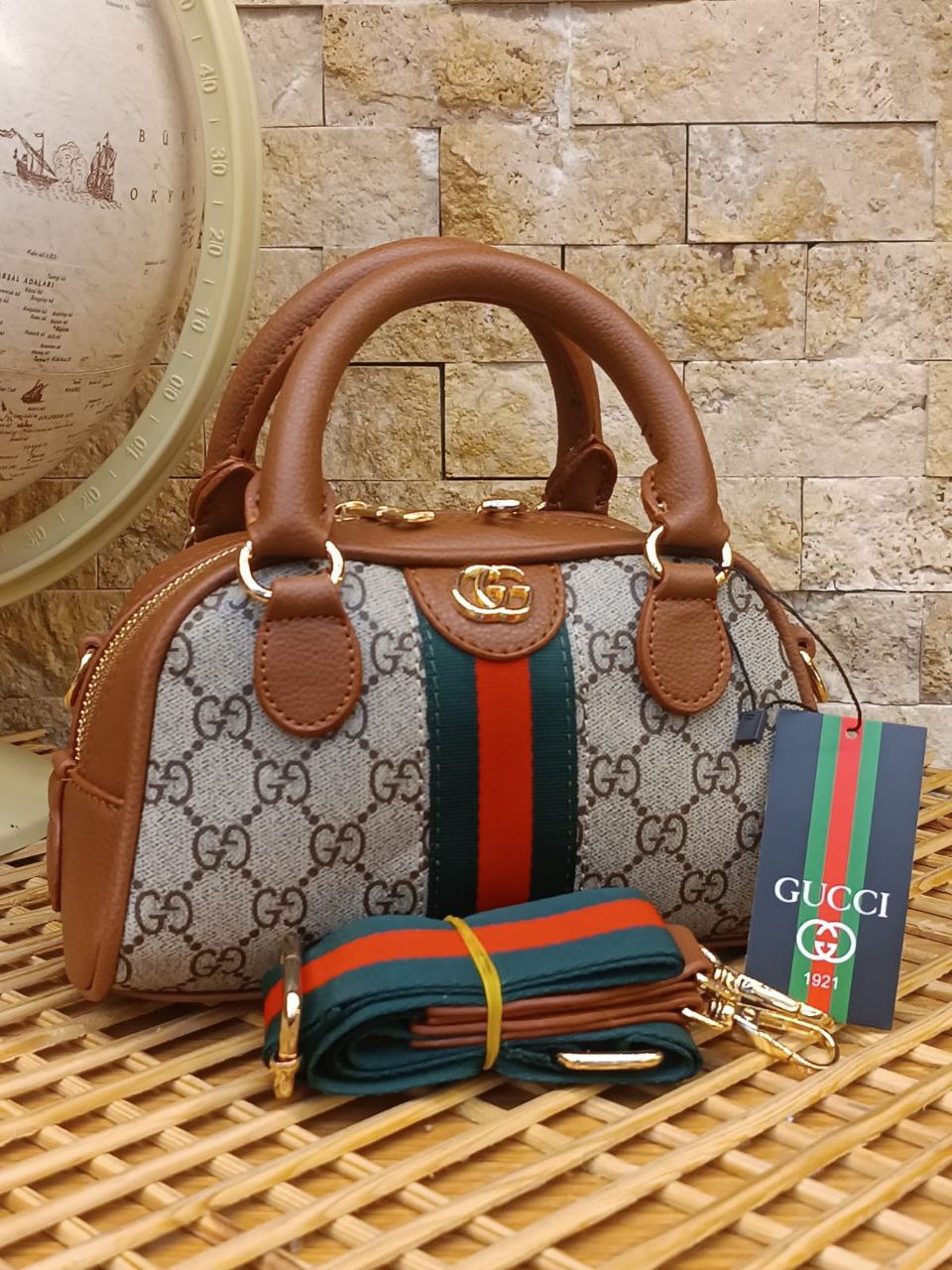 Gucci Ophidia Mini Boston Bag – Brown/Beige GG Supreme
-GC 03