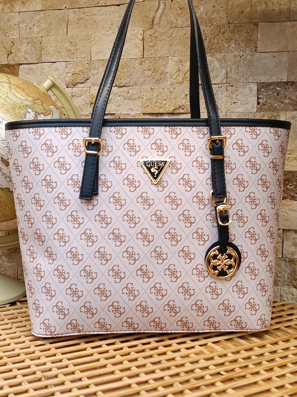 Guess Monogram Tote – Soft Cream Signature Edition-GES 02
