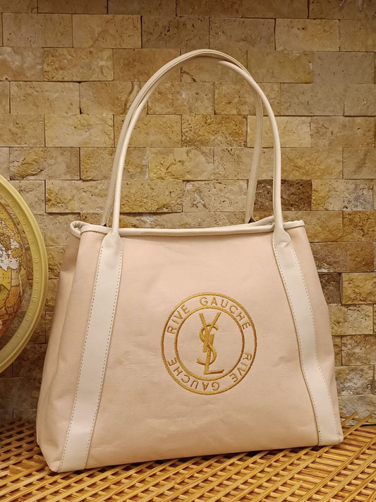 ✨ YSL Rive Gauche Beige Canvas Tote – Elegant Everyday Luxury
-YSL 14