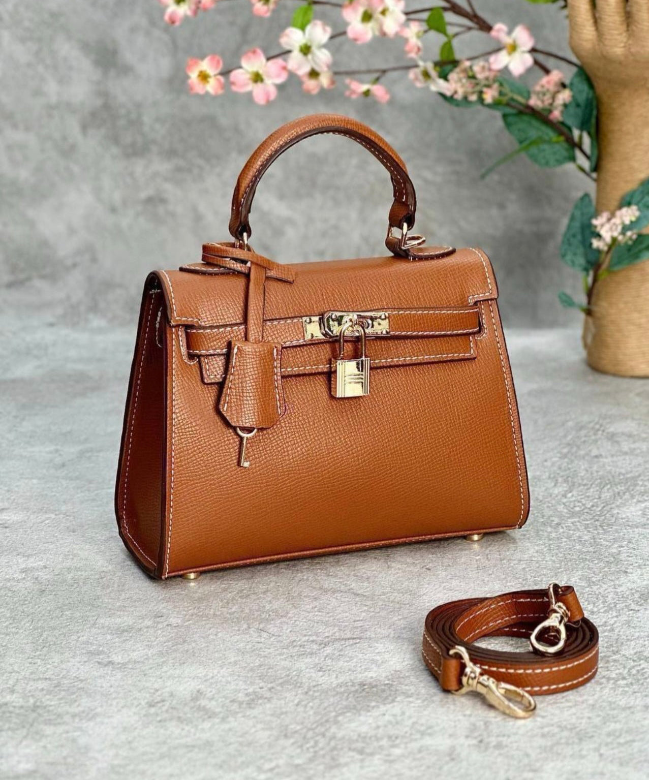 Hermès Kelly-Style Luxury Top-Handle Bag – Camel Leather -HRM 05