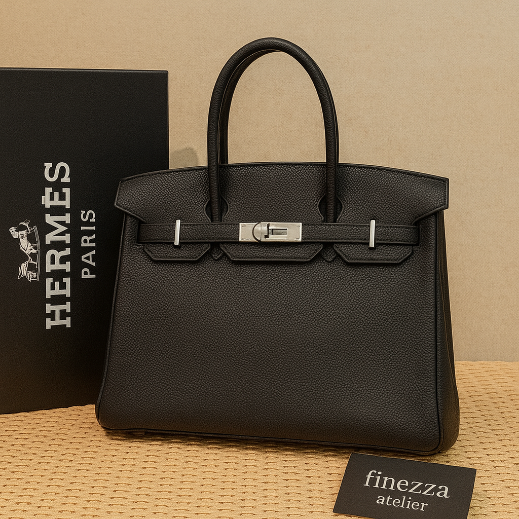 Hermès Birkin-Style 35 – Μαύρη Tote από Grained Leather με Ασημί Hardware  - HRM 11