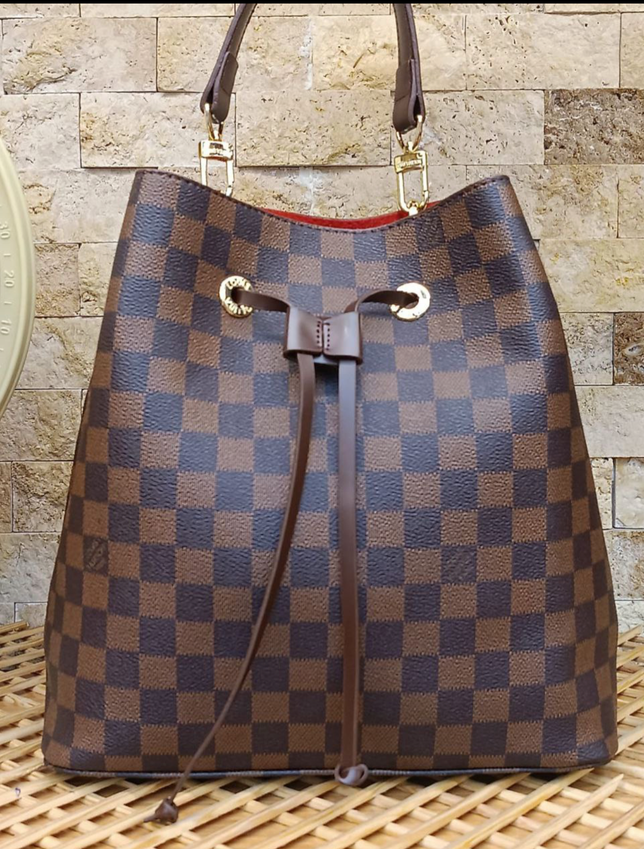Louis Vuitton NéoNoé – Damier Ebene Bucket Bag με Δερμάτινο Strap- LV 11