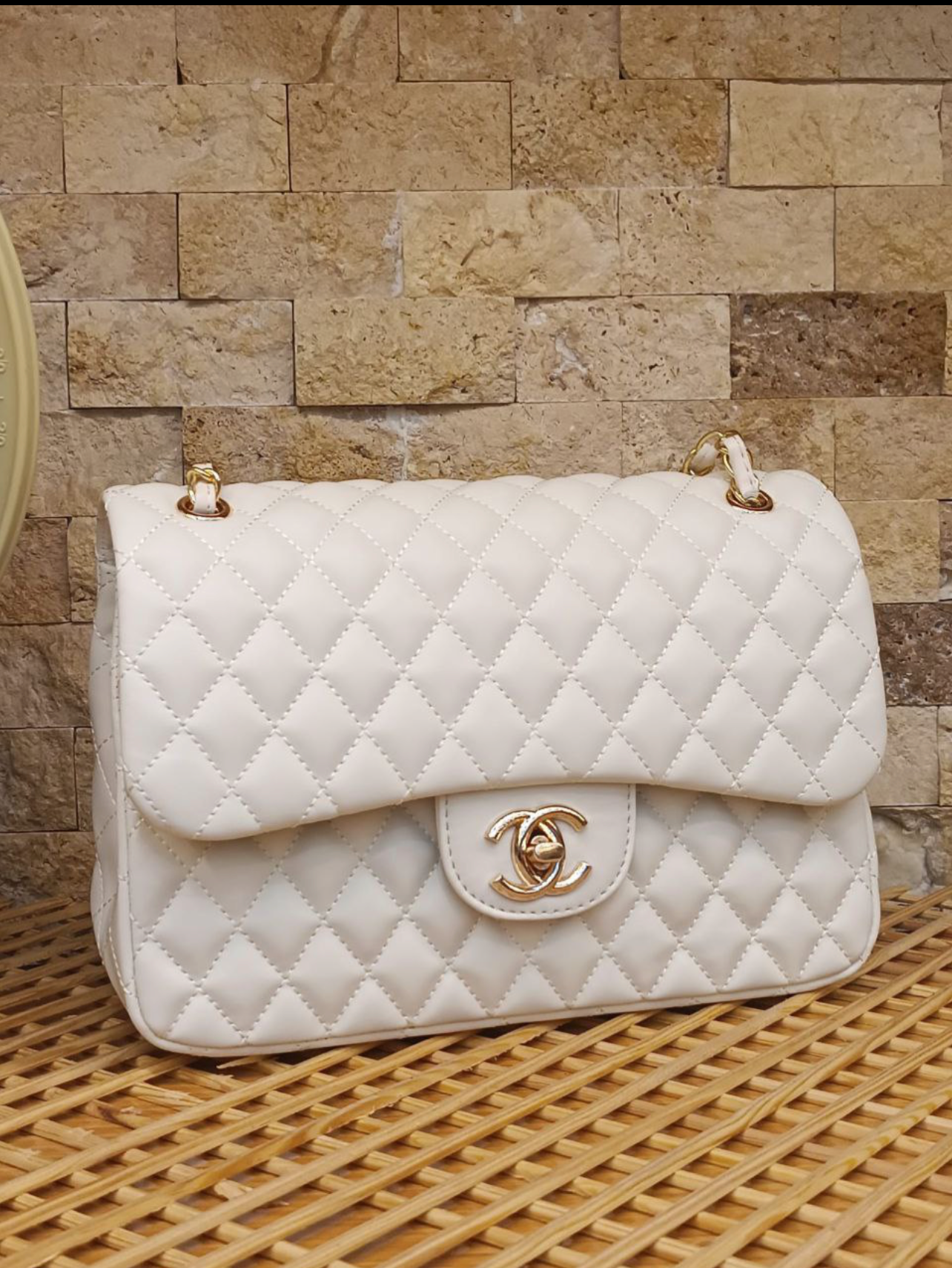 Chanel Classic Flap Bag – White Quilted Leather- CH 02