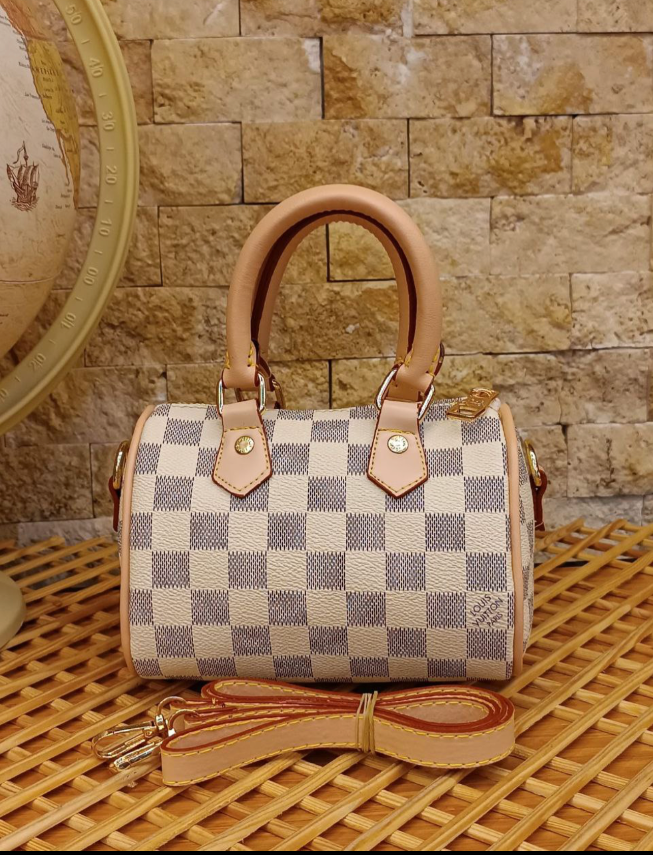 Louis Vuitton Speedy Bandoulière 20 – Damier Azur Canvas με Δερμάτινο Λουράκι -LV 02