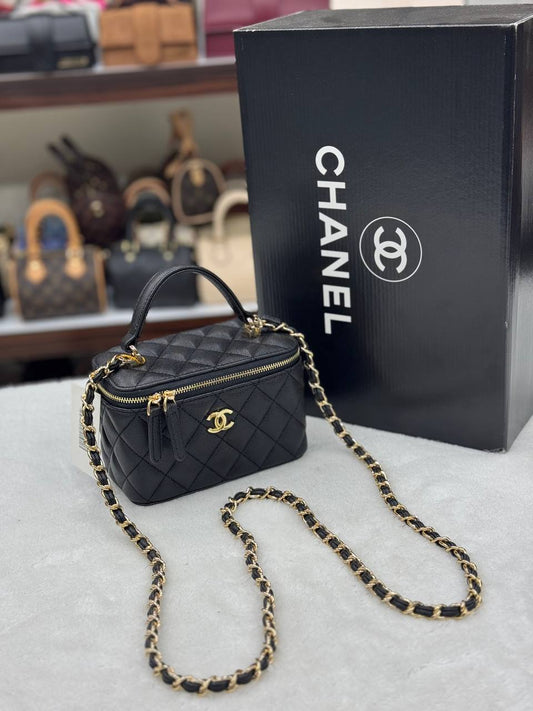Chanel Vanity Case / Chanel Camera Bag – Quilted Black Leather -CH 19